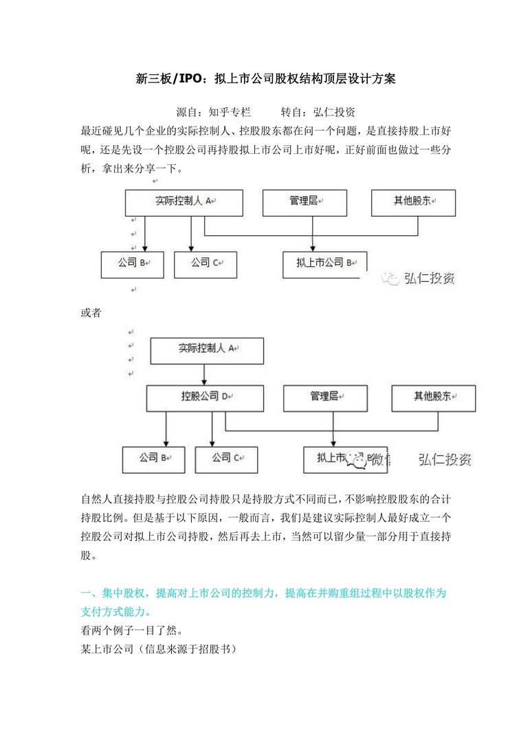 拟上市公司股权结构顶层设计方案合同协议word模板- 二三办公网