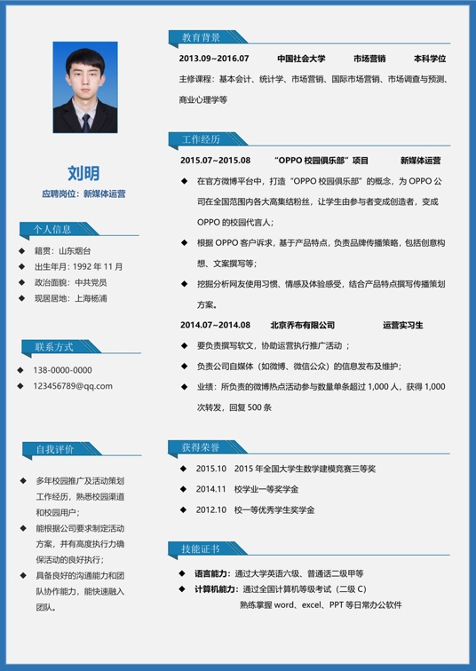 单页简历稳重单页08单页简历word模板