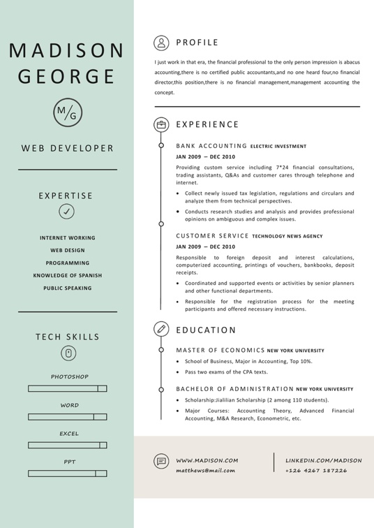 文艺清新英文简历06英文简历word模板