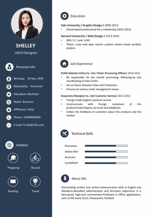 欧美大气英文简历05英文简历word模板