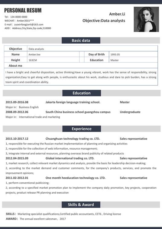 英文简历13英文简历word模板