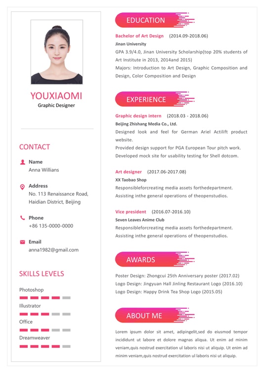 英文简历15英文简历word模板